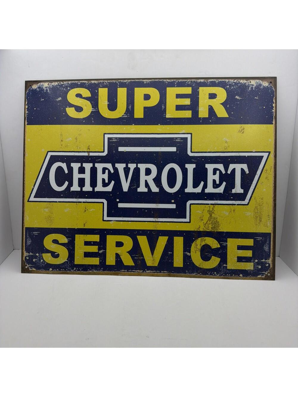 Chevrolet Super Service Distressed Replica Metal Sign. Garage Man Cave Decor